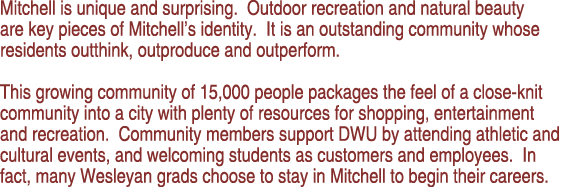 Mitchell is unique and surprising. Outdoor recreation and natural beauty are key pieces of Mitchell’s identity. It is...