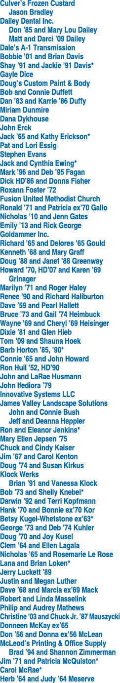 Culver s Frozen Custard Jason Bradley Dailey Dental Inc  Don  85 and Mary Lou Dailey Matt and Darci  09 Dailey Dale s   