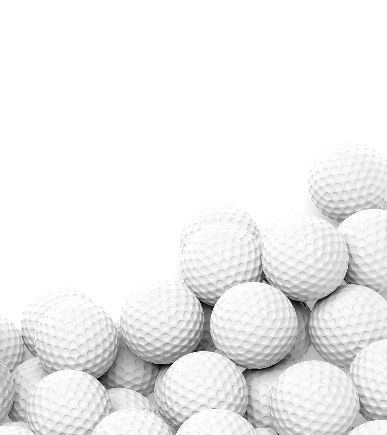 Golf balls pile with copy-space isolated on white background