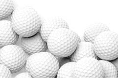 Golf balls pile with copy-space isolated on white background