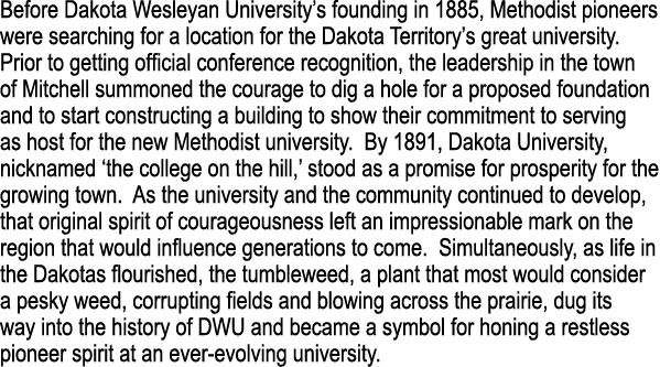 Before Dakota Wesleyan University s founding in 1885, Methodist pioneers were searching for a location for the Dakota   