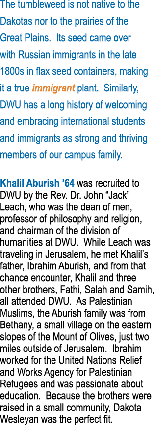 The tumbleweed is not native to the Dakotas nor to the prairies of the Great Plains  Its seed came over with Russian    