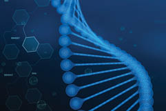 DNA, Helix, Genetic Research, Molecule, Art Product, Biology, Color Image, Digitally Generated Image, Horizontal, Illustration, Molecular Structure, No People, Science, Three Dimensional, Blue Shiny