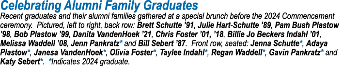 Celebrating Alumni Family Graduates Recent graduates and their alumni families gathered at a special brunch before th...