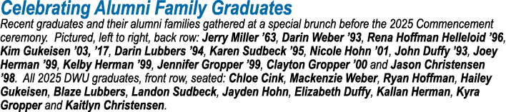 Celebrating Alumni Family Graduates Recent graduates and their alumni families gathered at a special brunch before th...