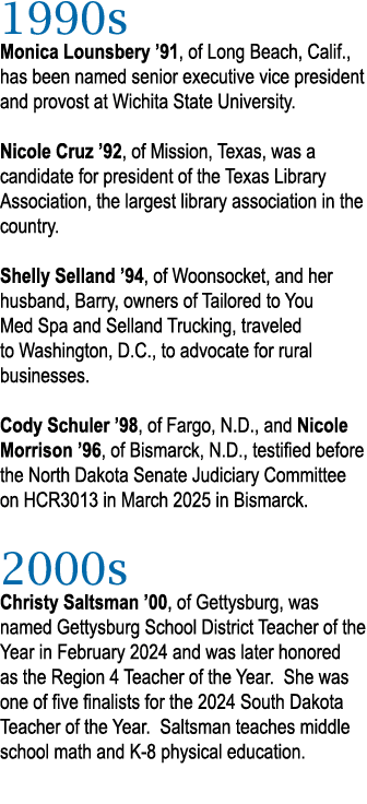 1990s Monica Lounsbery ’91, of Long Beach, Calif., has been named senior executive vice president and provost at Wich...