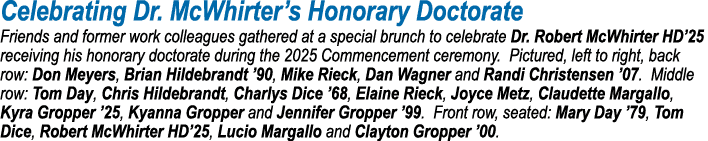 Celebrating Dr. McWhirter’s Honorary Doctorate Friends and former work colleagues gathered at a special brunch to cel...