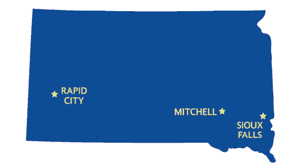 map of the U.S. state of South Dakota on white background