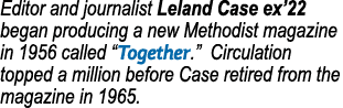Editor and journalist Leland Case ex’22 began producing a new Methodist magazine in 1956 called “Together.” Circulati...