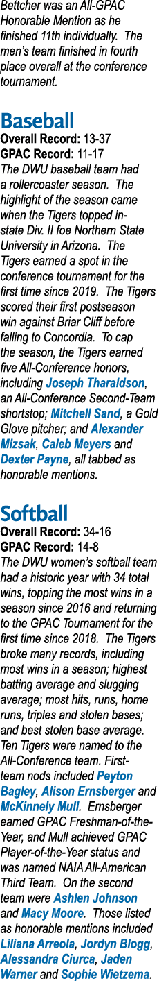 Bettcher was an All GPAC Honorable Mention as he finished 11th individually. The men’s team finished in fourth place ...