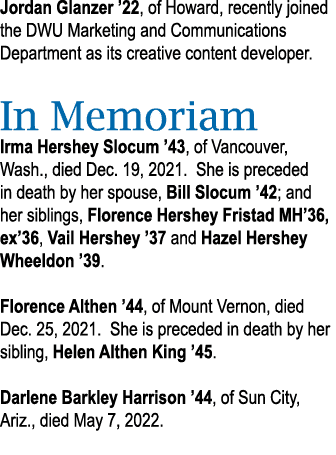 Jordan Glanzer  22, of Howard, recently joined the DWU Marketing and Communications Department as its creative conten   