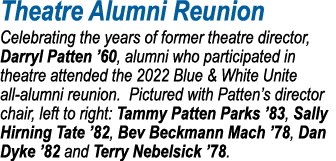 Theatre Alumni Reunion Celebrating the years of former theatre director, Darryl Patten  60, alumni who participated i   