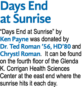 Days End at Sunrise  Days End at Sunrise  by Ken Payne was donated by Dr  Ted Roman  56, HD 80 and Chrystl Roman  It    