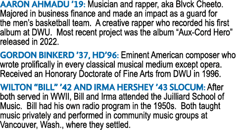 AARON AHMADU  19: Musician and rapper, aka Blvck Cheeto  Majored in business finance and made an impact as a guard fo   