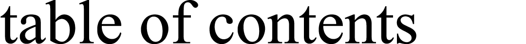 table of contents