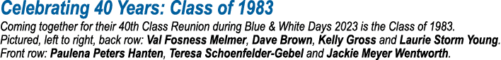 Celebrating 40 Years: Class of 1983 Coming together for their 40th Class Reunion during Blue & White Days 2023 is the...